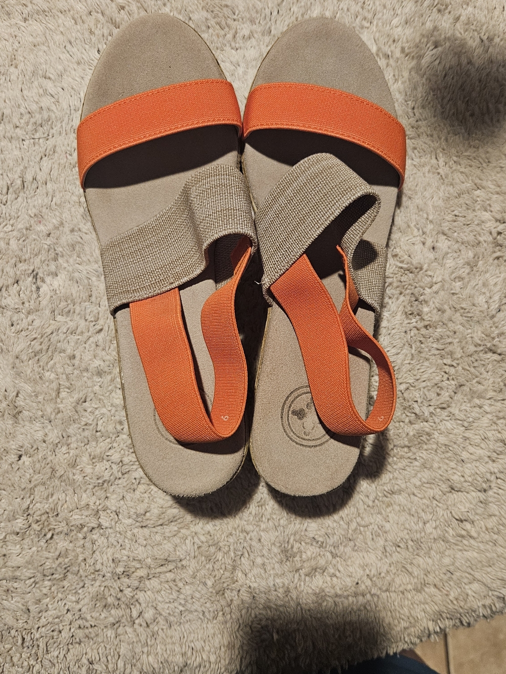 CHARLESTON SHOE CO. Orange and Tan Elastic Strap Women Sandals